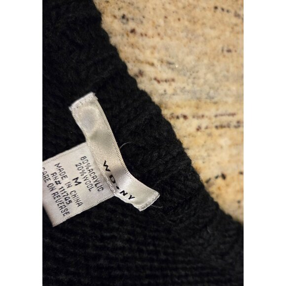 W D NY Women's Size M  Black Belted Sweater Wool Blend Cute Goth Retro 80's Look - Picture 9 of 14